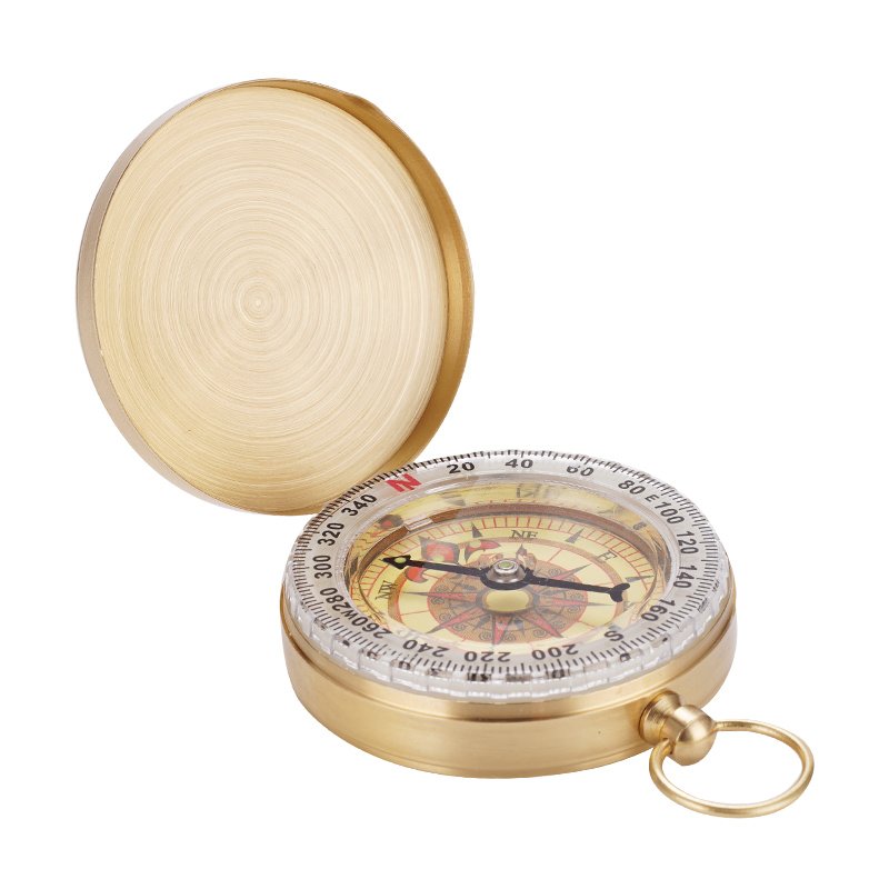 Night-light brass compass with a high-precision compass pointing north of the camp for stainless steel
