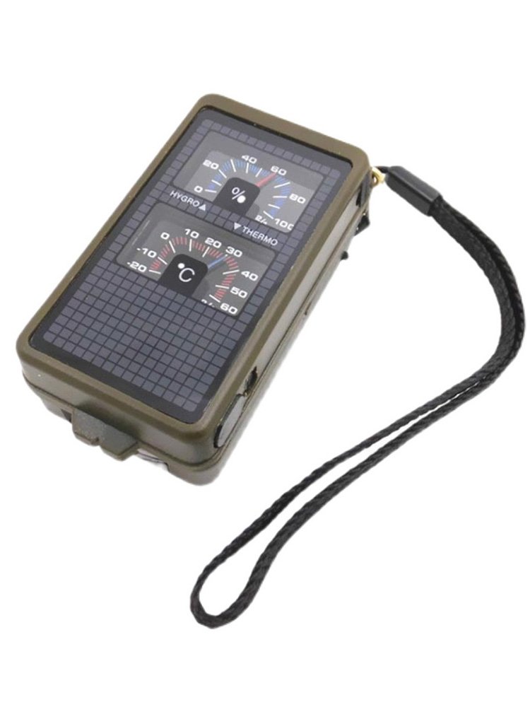 ten-unit multi-purpose compass t10 with a light temperature whistle and a firestone outdoor gift pointer