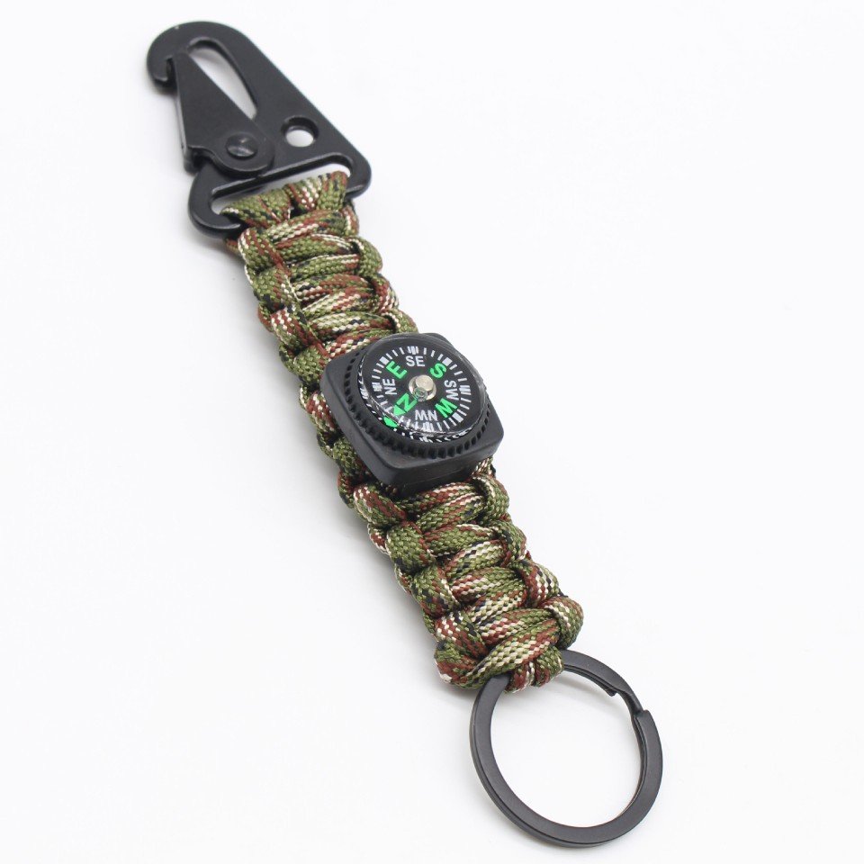 The outdoors travel with camping umbrella ropes to knit the key to the compass