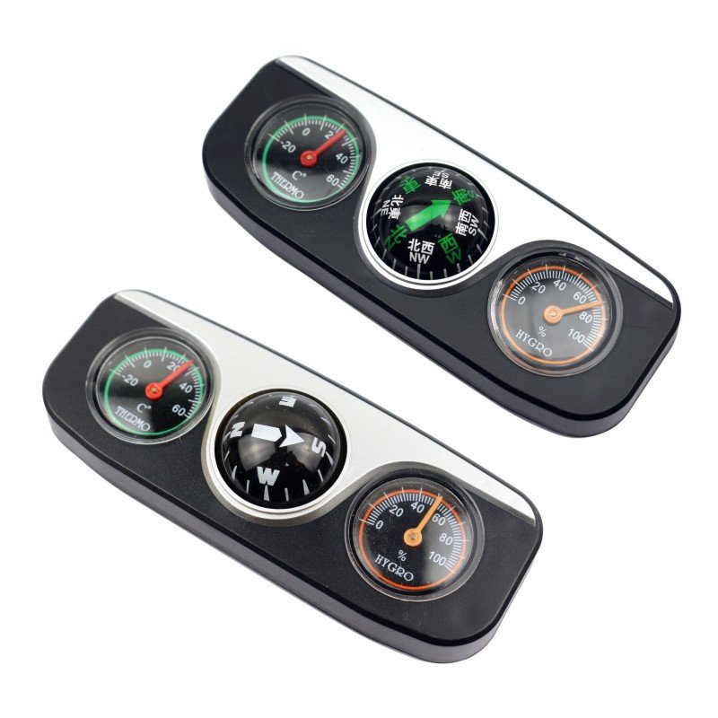 2024 new tri-purpose, multi-purpose car-mounted guide ball, compass, thermometer, car outside