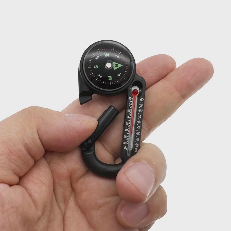 Camp Aluminium Alloy Multi-Purpose Key button \ Mountain button compass \ Guide thermometer