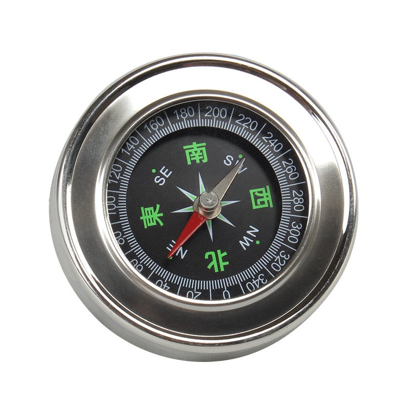 The stainless steel guide, the fan-size compass, pointed to the north needle outside the mountain