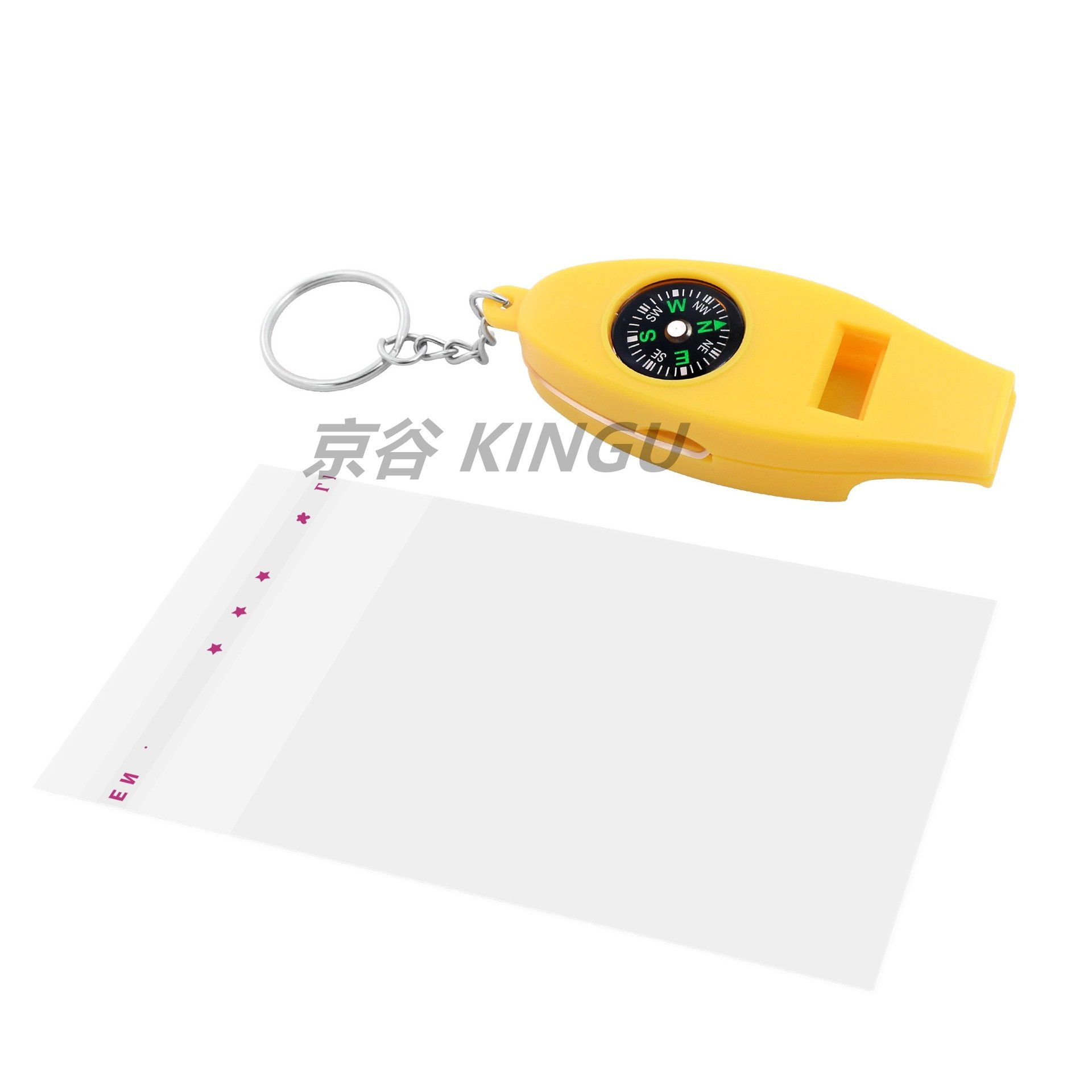 School supplies for children with child toys with a yellow four-to-one functional whistle key button and magnifying glass