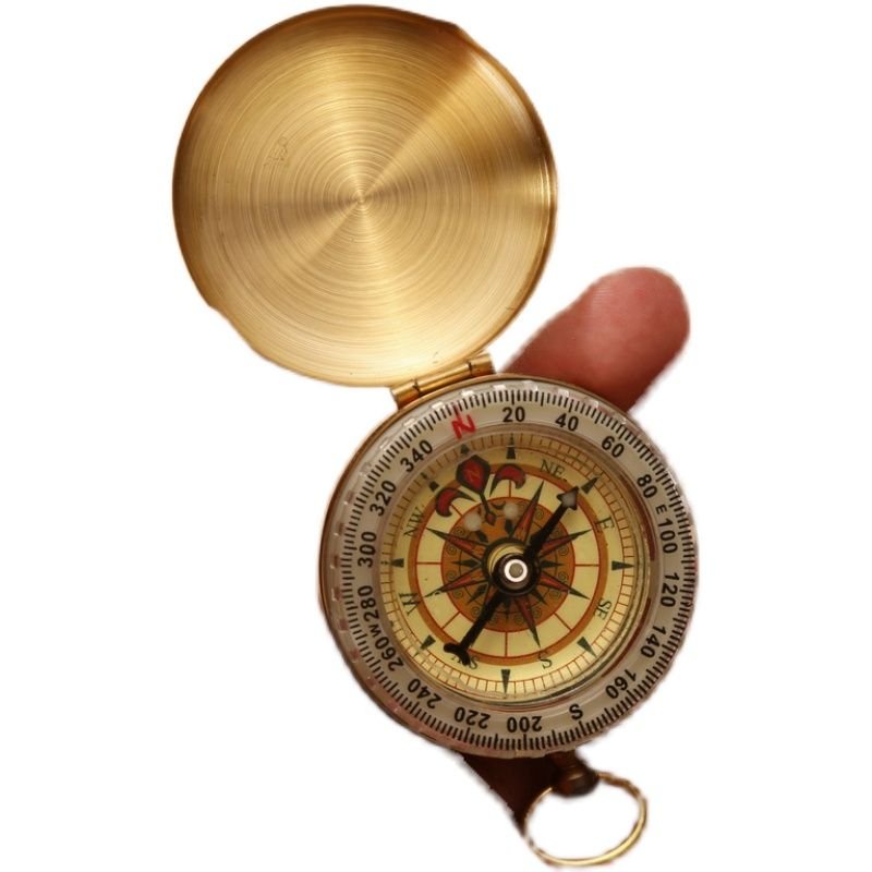 Portable pure copper lid to the north, outdoor multifunctional metal compass with nightlight, watch compass