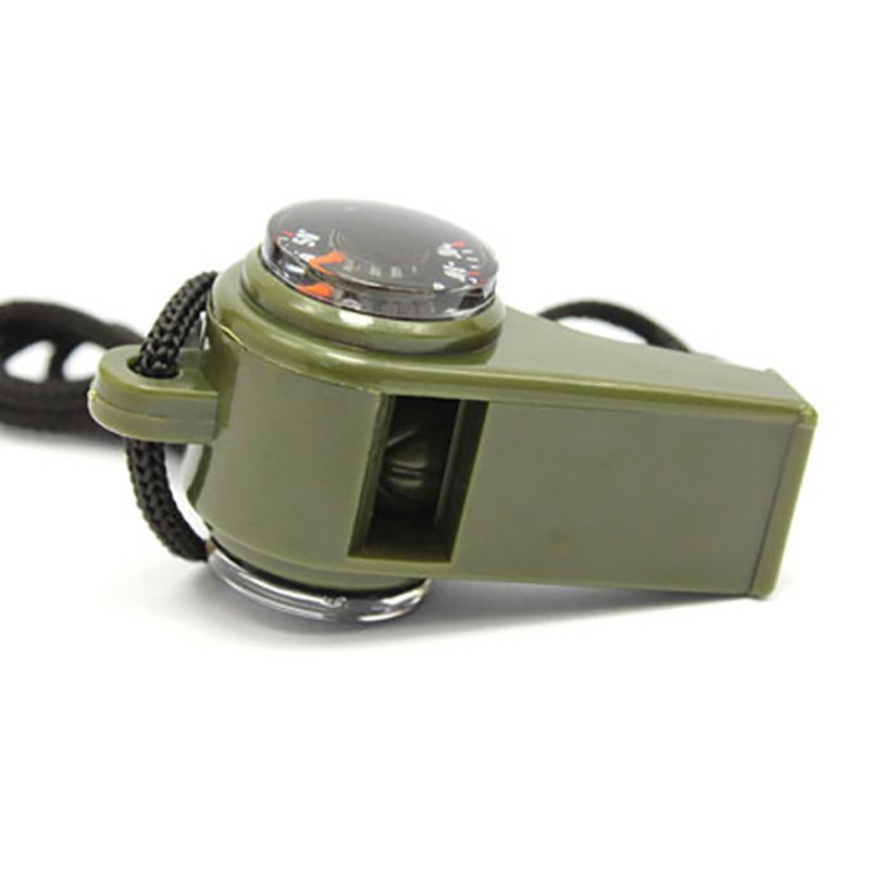 A three-in-one compass, a lifesaver/thermometer