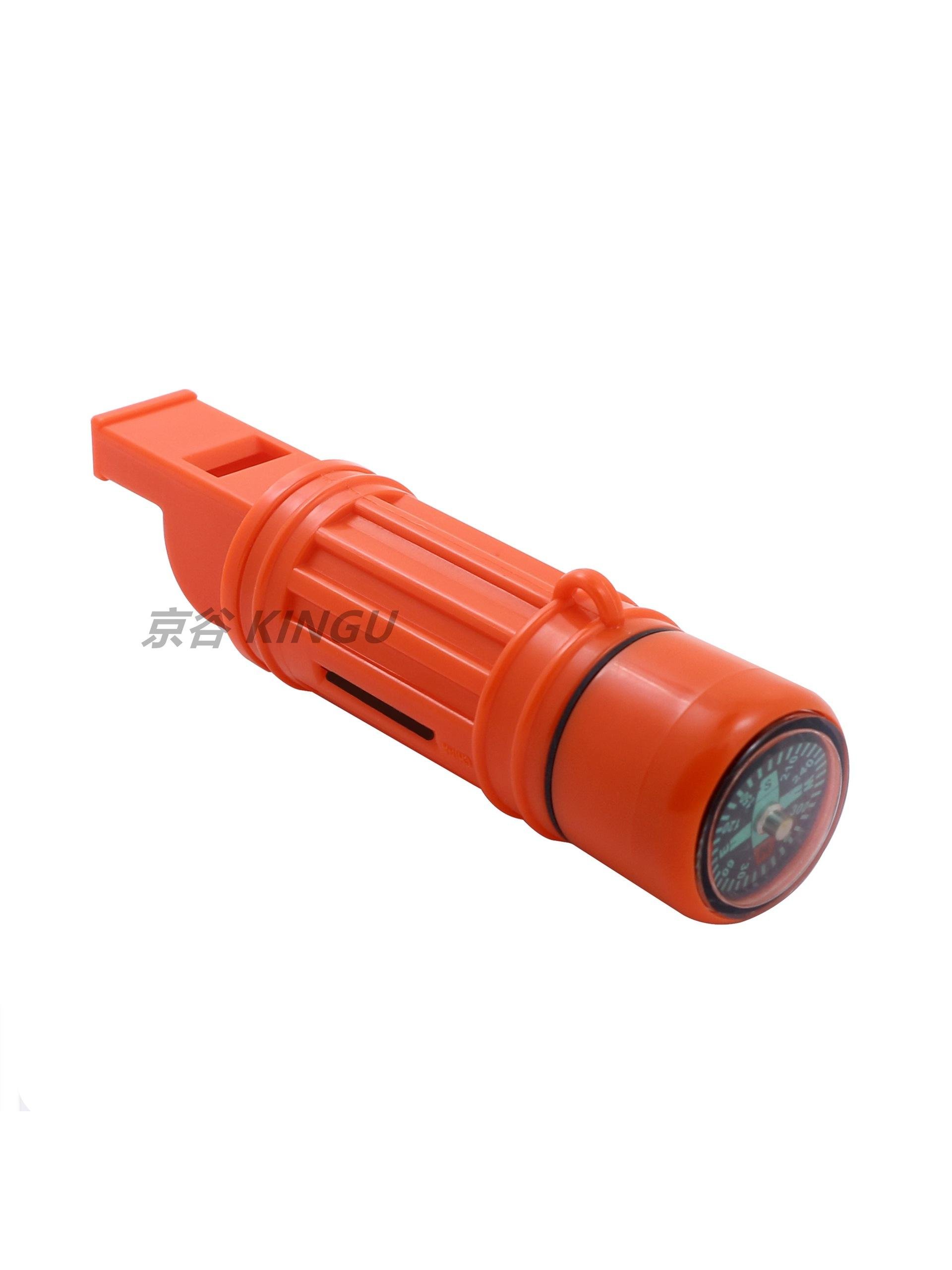 The plastic multi-purpose whistle, with a five-to-one compass, has a large volume of off-site supplies of flint ropes