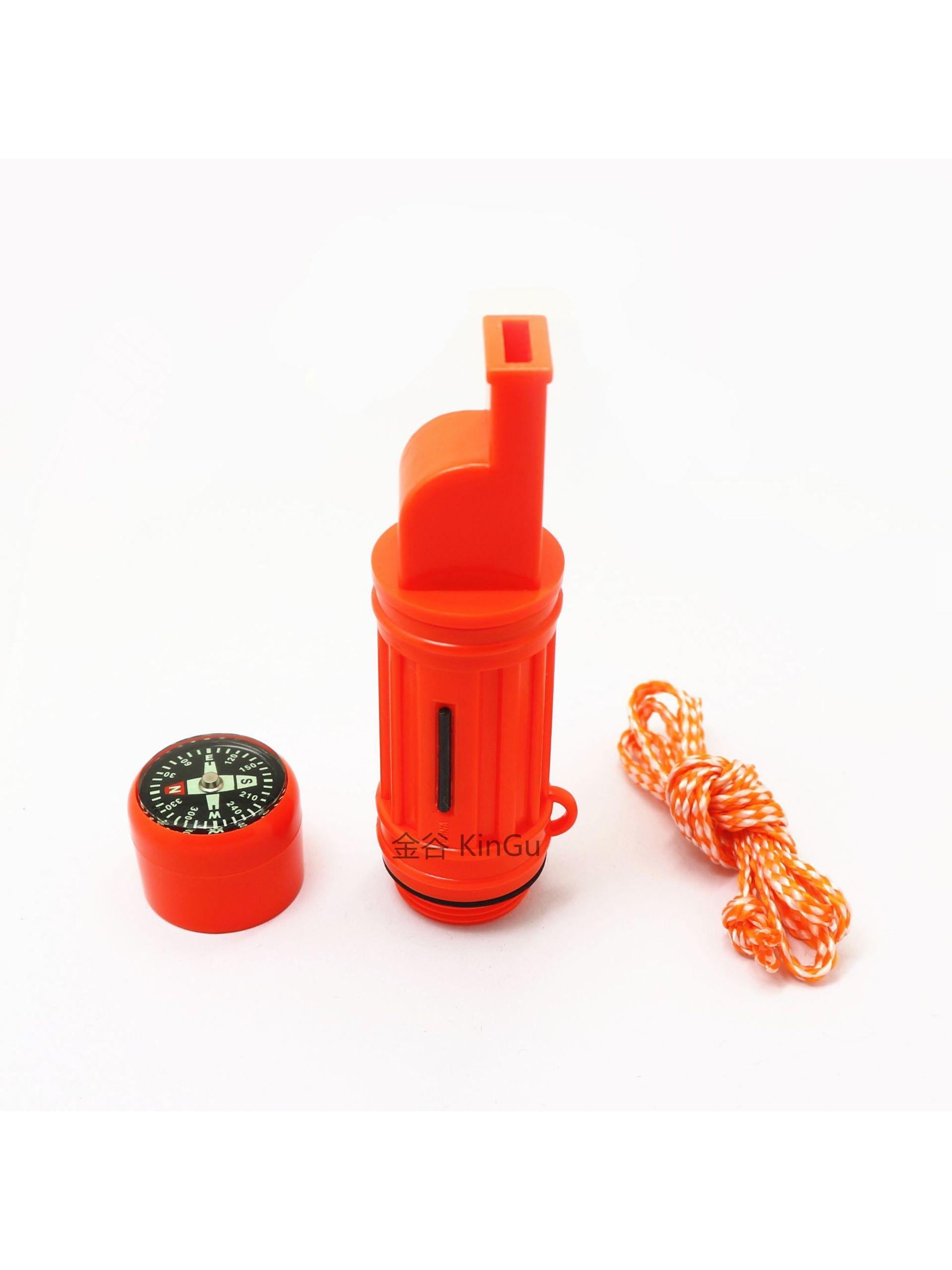 The plastic multi-purpose whistle, with a five-to-one compass, has a large volume of off-site supplies of flint ropes