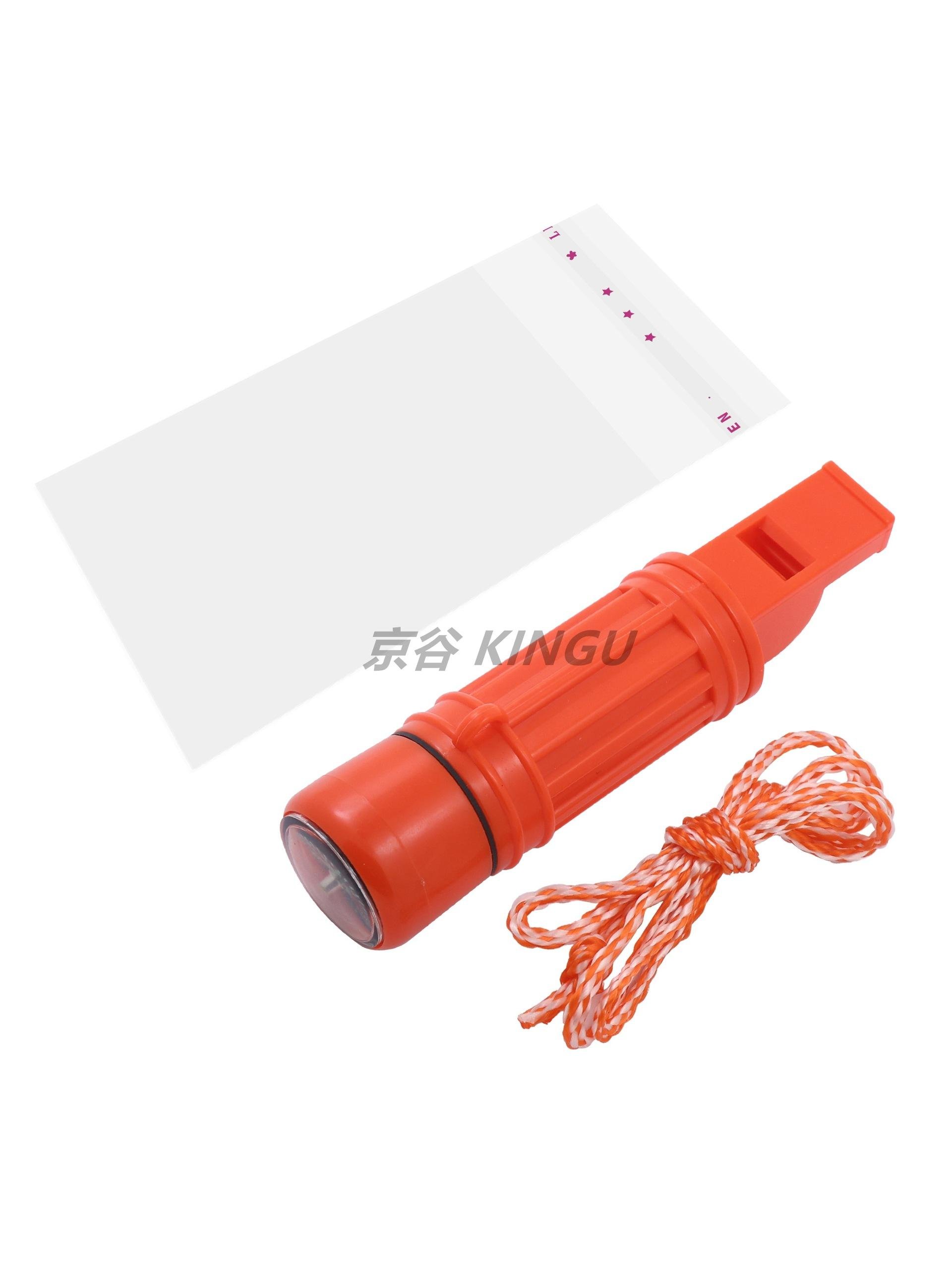 The plastic multi-purpose whistle, with a five-to-one compass, has a large volume of off-site supplies of flint ropes