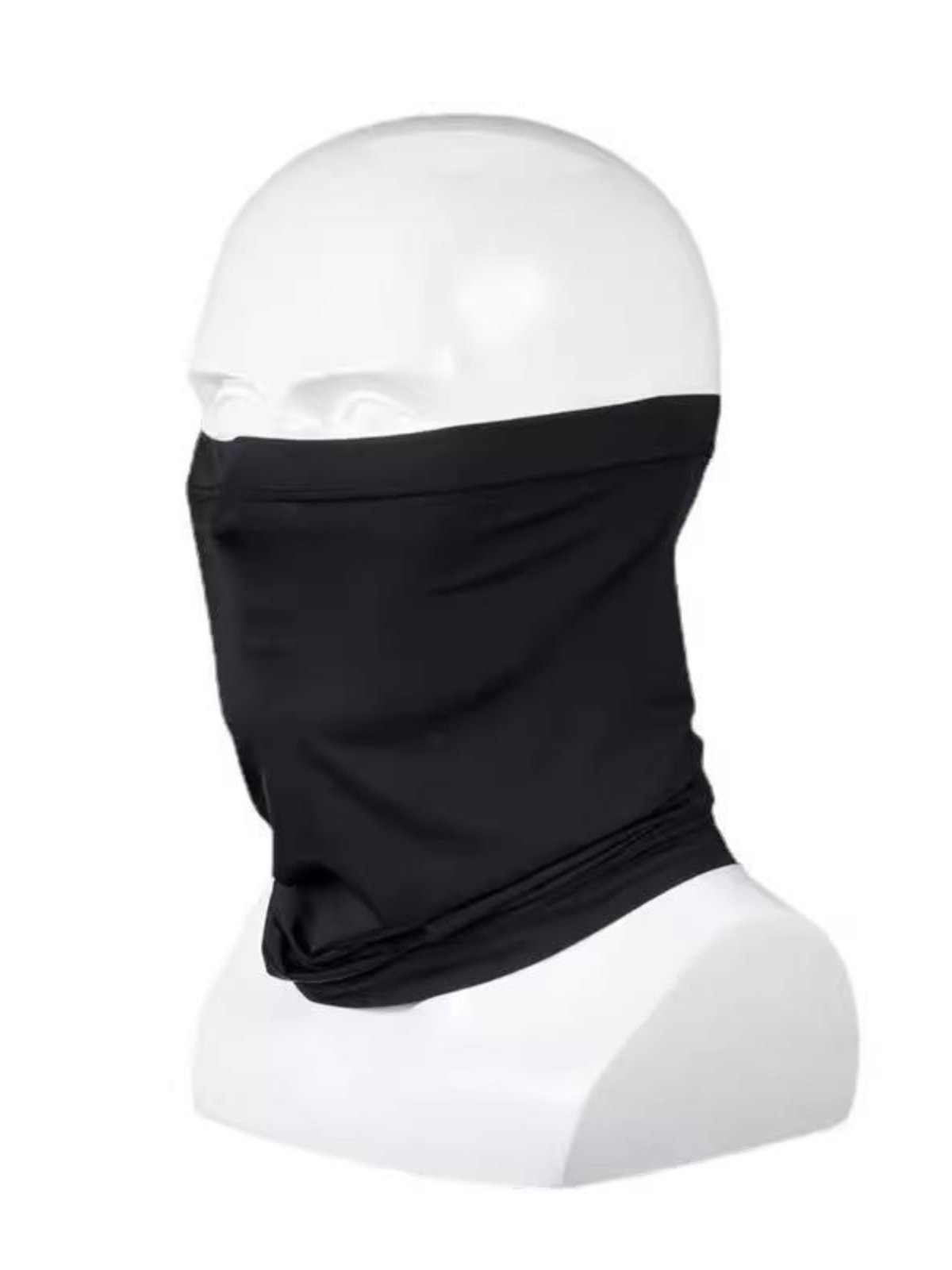 The man and woman who ride around their necks to protect their faces from the sun's tan
