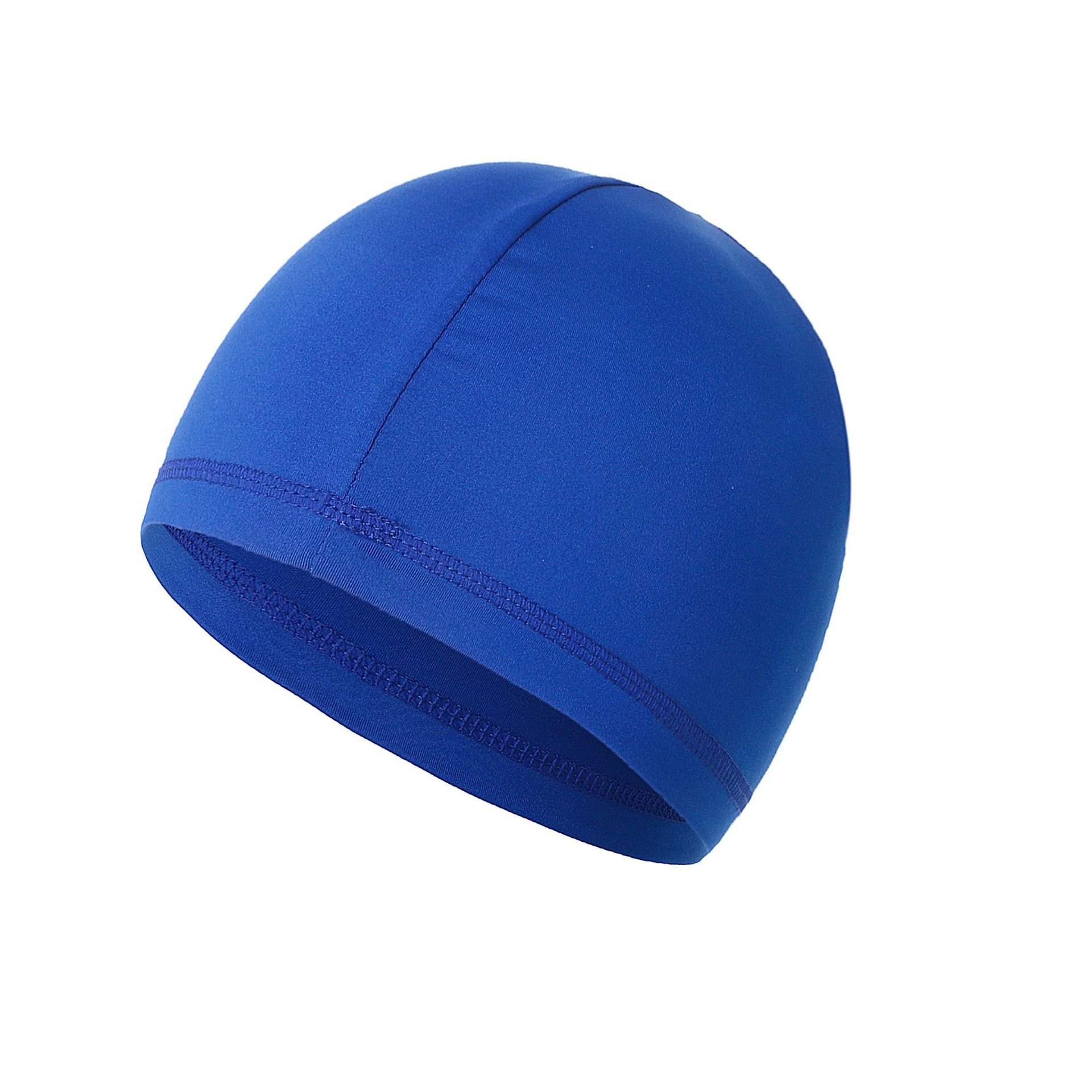 A bike turban man with a little hat and a thin helmet with a sweat-in-the-breath hood