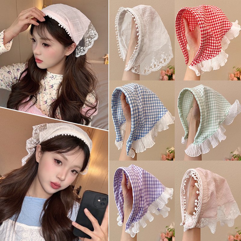 New field, white lace turban lady, summer thin turban turban French-covered hair