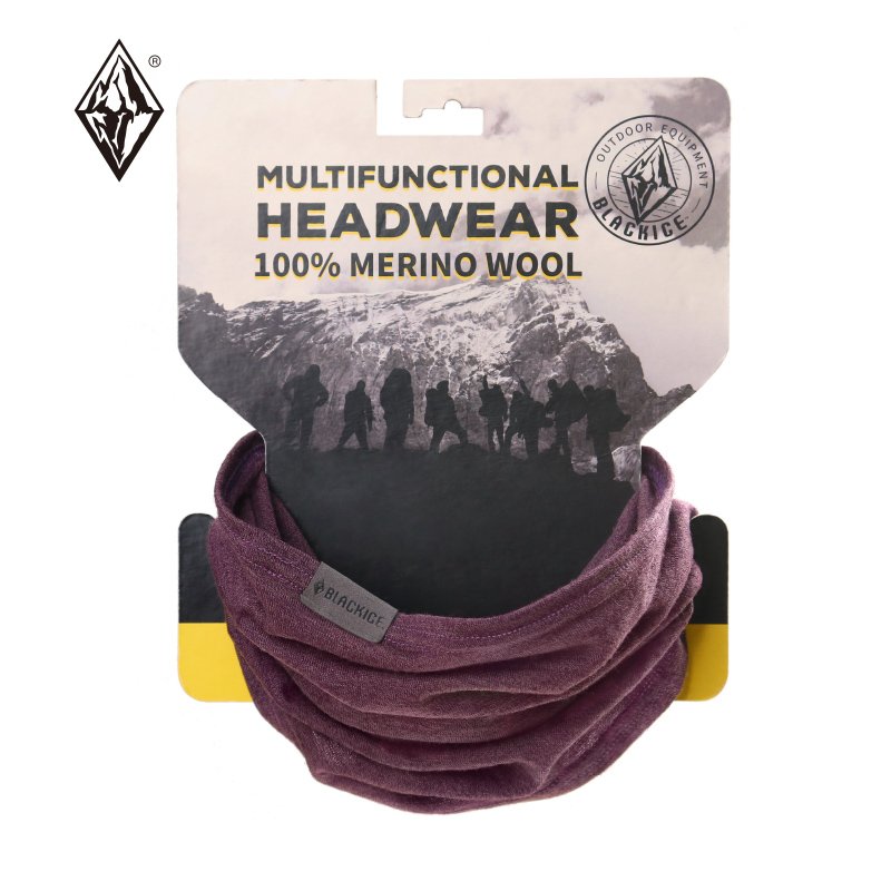 Black ice multi-purpose Mellino wool turbans outside of the house riding a hood to keep the wool around