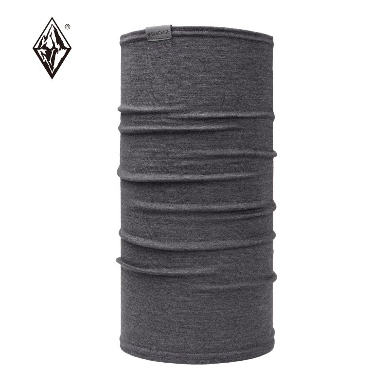 Black ice multi-purpose Mellino wool turbans outside of the house riding a hood to keep the wool around
