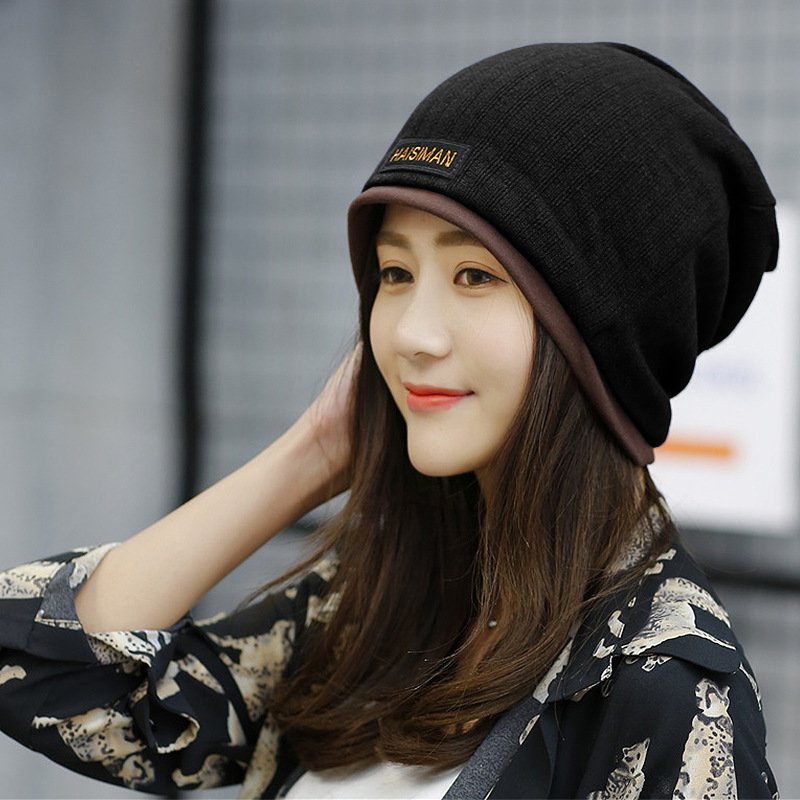Warm neck and neck-covered hoods piled up in the autumn and winter caps with a velvet and thick-faced scarf cap