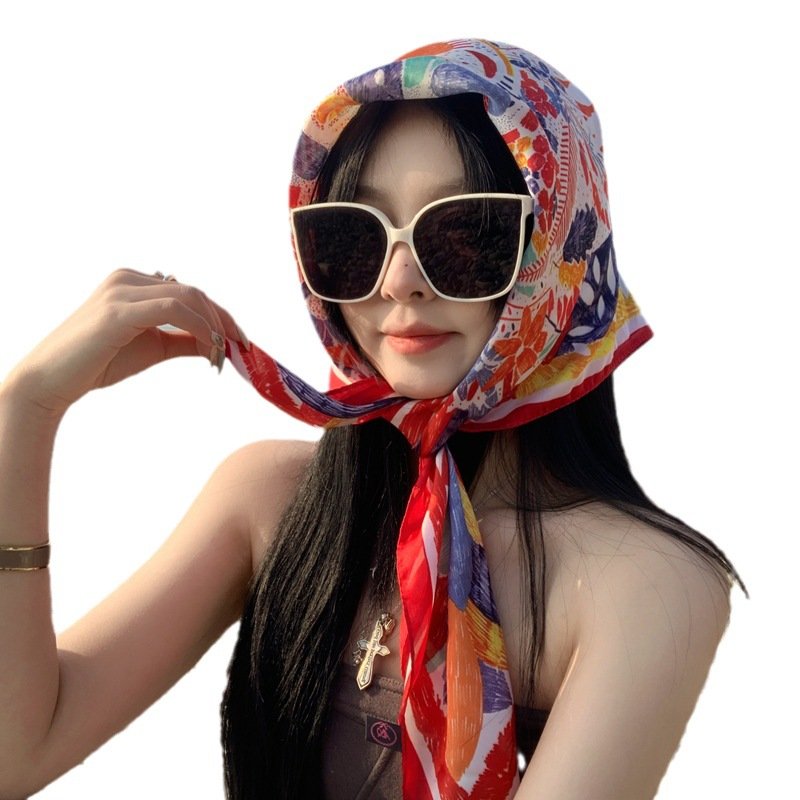 french retro-turban women summer tanning turbans and shawl heads on the seaside