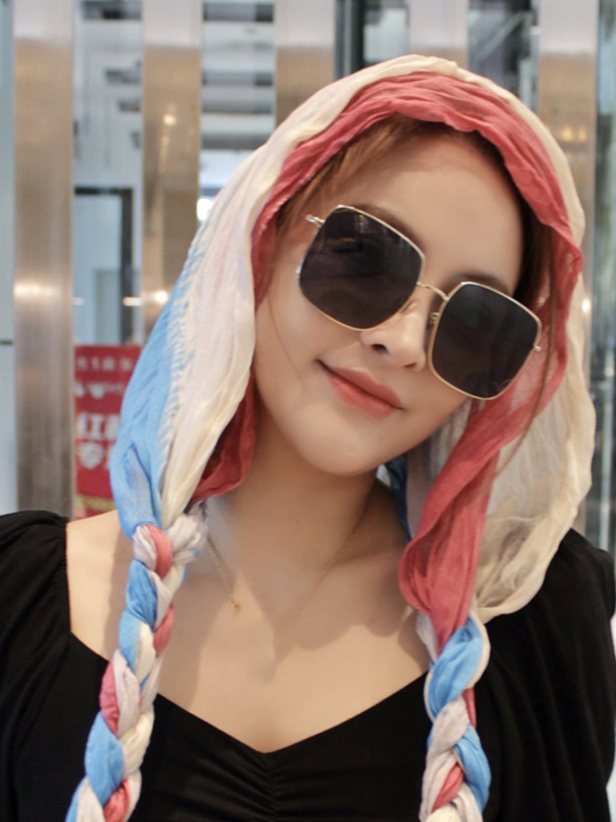 A tan-proof, tan-skinned turban scarf for a girl with a hair-cap and a turban