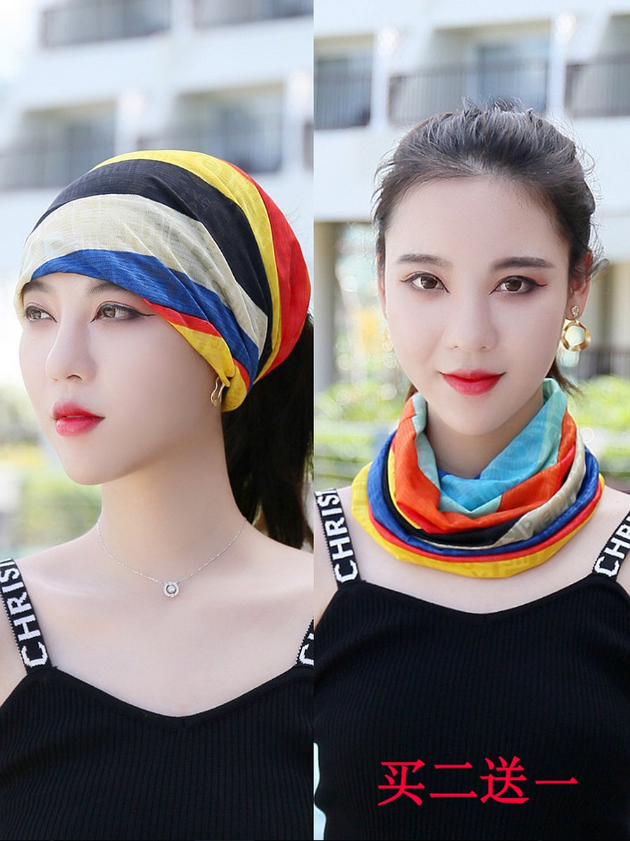 Summer sun-turban women with ice caps and multi-hatted super-sweet students to cover the sun