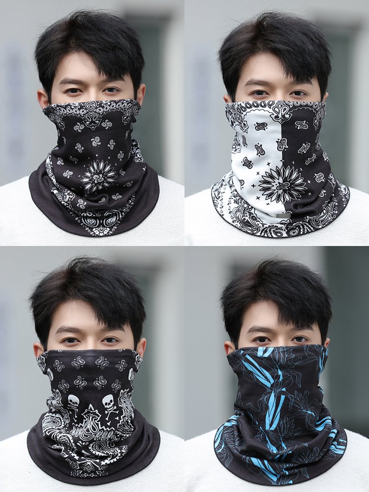 An ancient turban, a man and a woman driving around in winter to keep their necks warm and warm