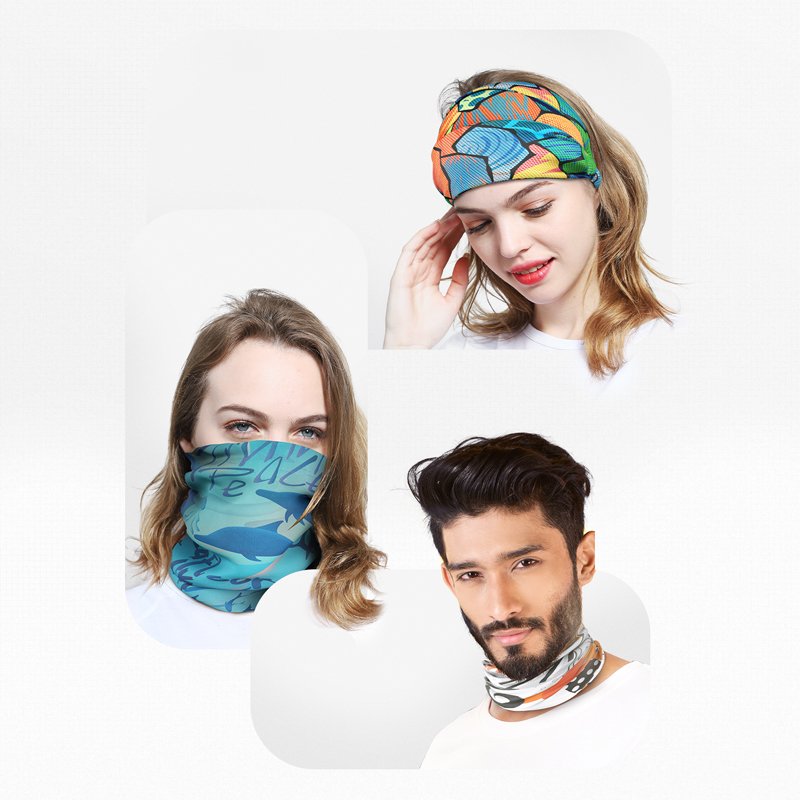 DIKEDU MEN AND WOMEN OUTDOORS UPF50 + UV-PROTECTED ICE-MAGIC HEADSCARVES RIDING A FACE MASK AROUND THEIR NECKS