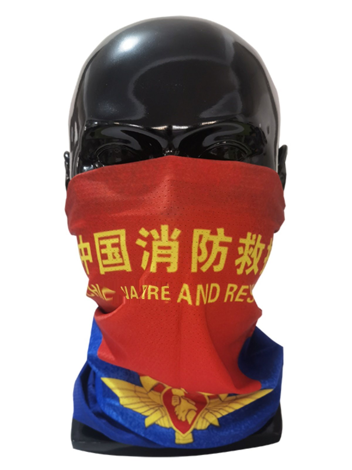 Flaming Blue Fire XF rescue turban mask custom logo print