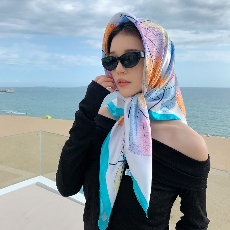 the little scarve lady with a 2024 new shawl, a 90x90 shawl for her neck