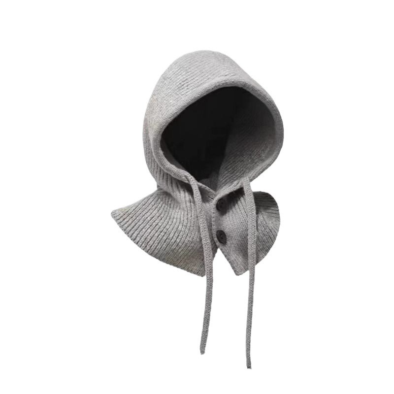 The balakafa cap girl, the one-stop hat, the big head around the gray knit cap