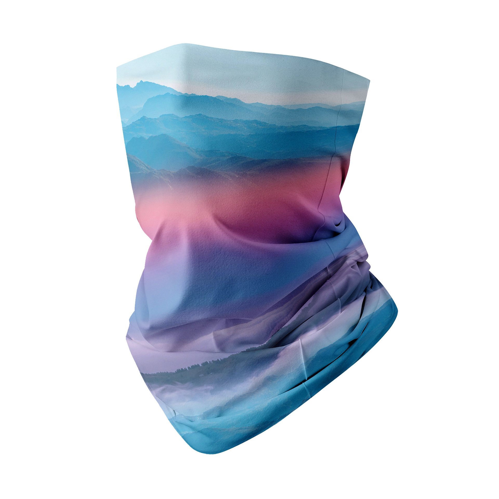 Ice-skinned man's magic headscarf riding on a fishing trip to the mountains to protect the tan from the twigs