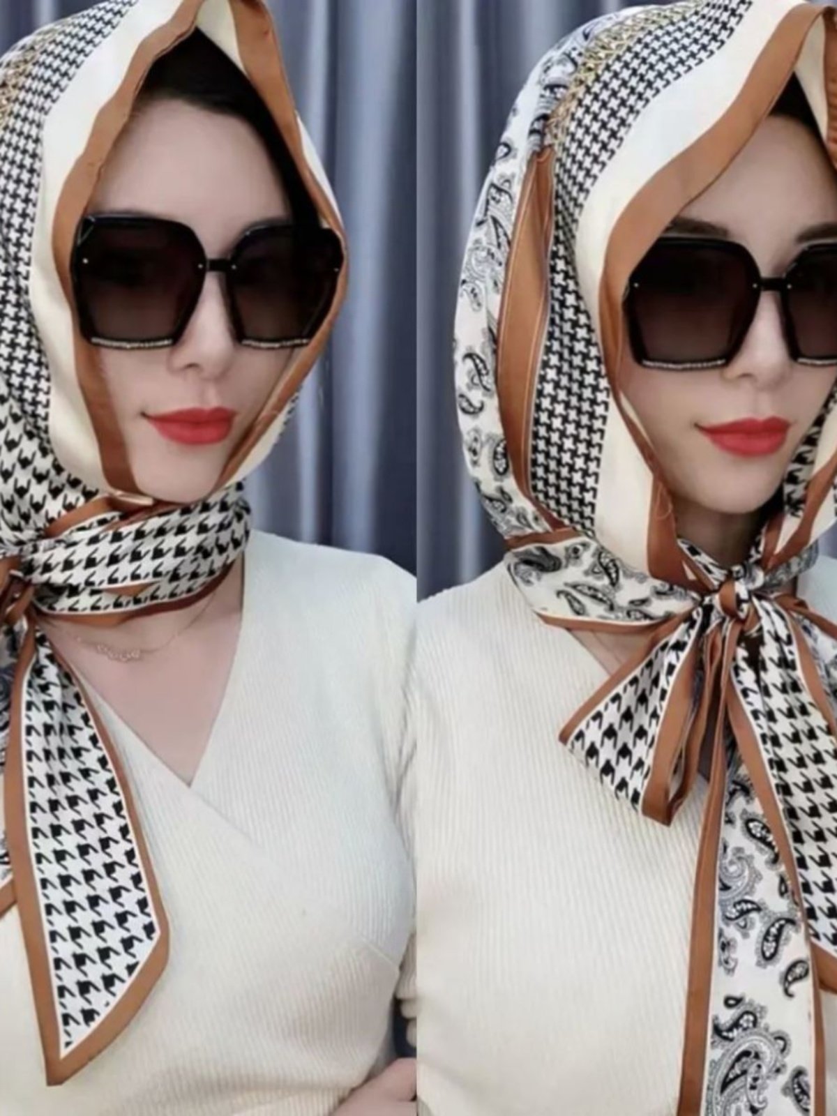 The new 2024 double-faced turban girl with a cap on her head