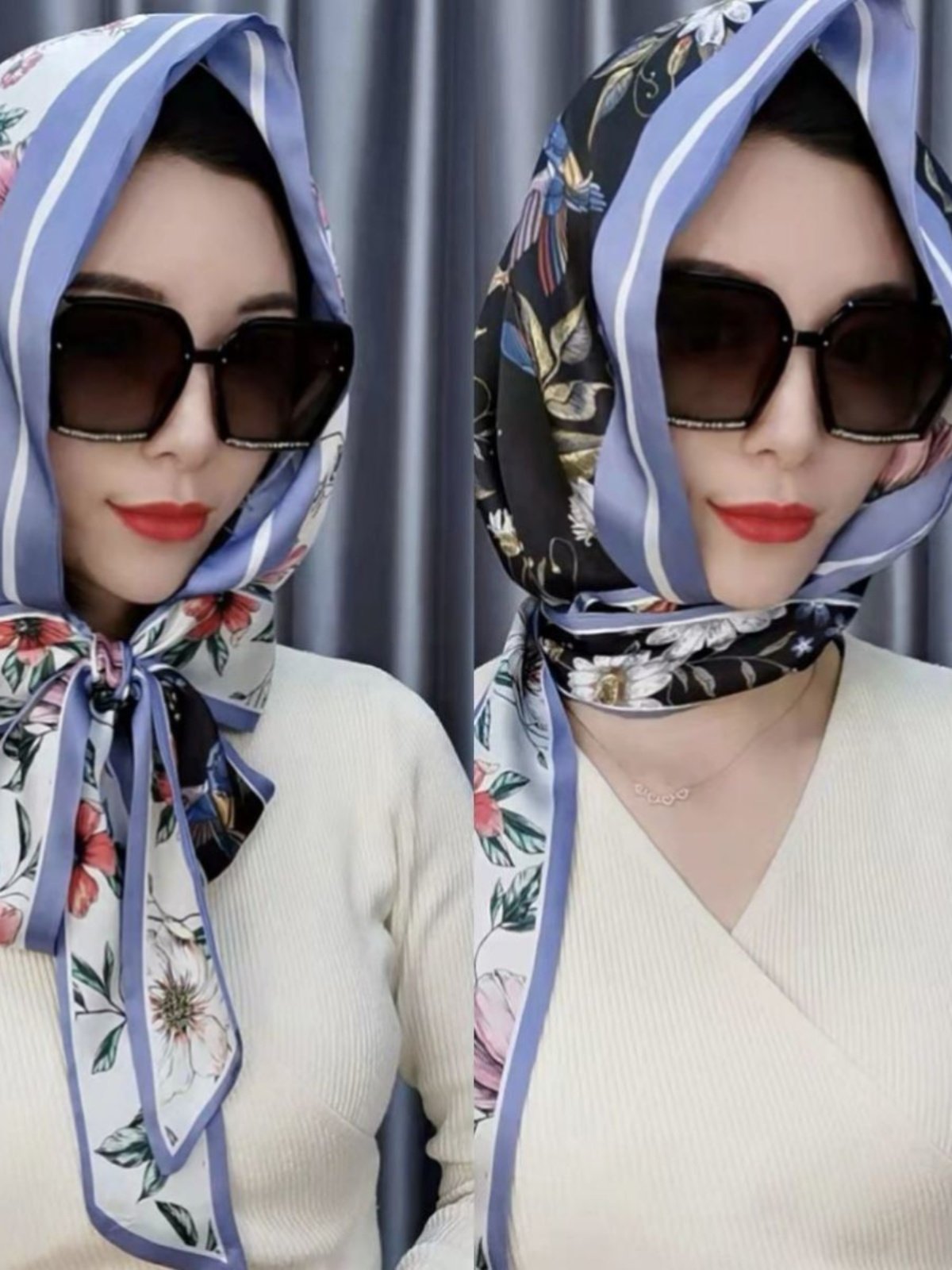 The new 2024 double-faced turban girl with a cap on her head