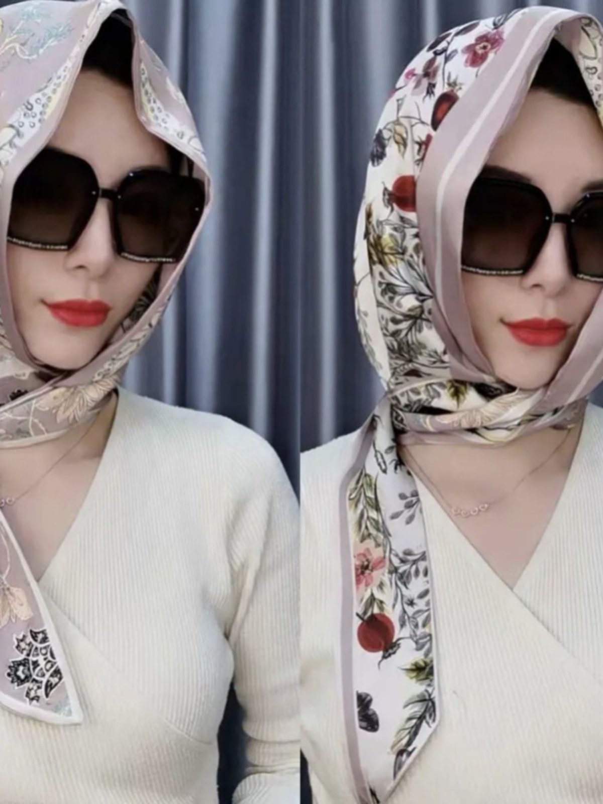 The new 2024 double-faced turban girl with a cap on her head