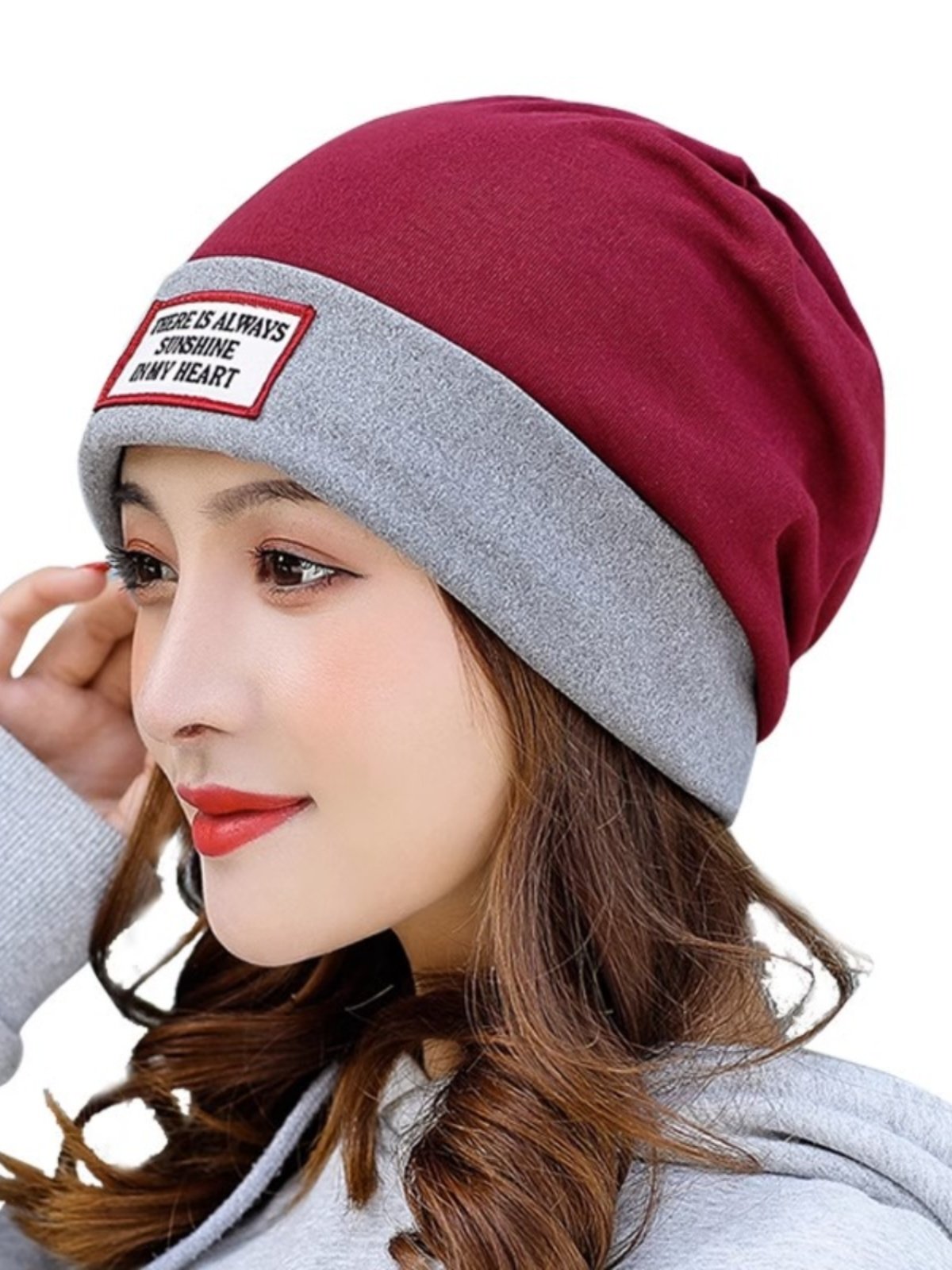 Ms. Autumn Hat, warm hoods, multi-purpose roll-side sticker caps for cold and wind-proof caps