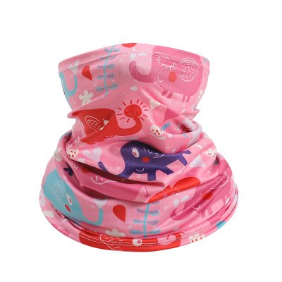 Summer children riding magic towels and cartoons outside their headscarfs