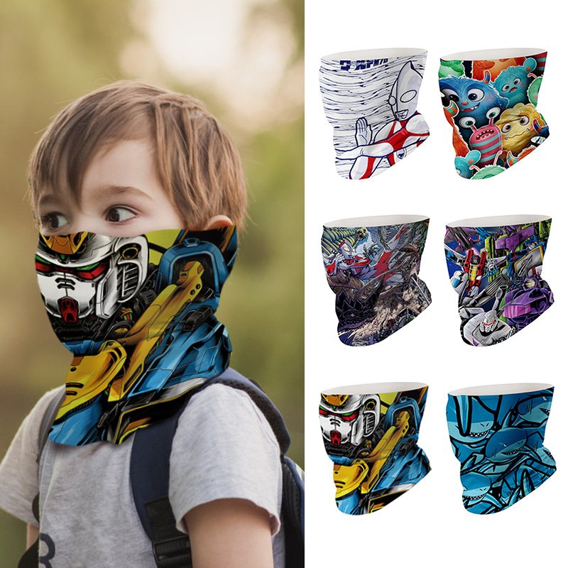 Children's magic headscarves for neck and neck-covered cartoons, camping on the beach for sun towels in cold summer