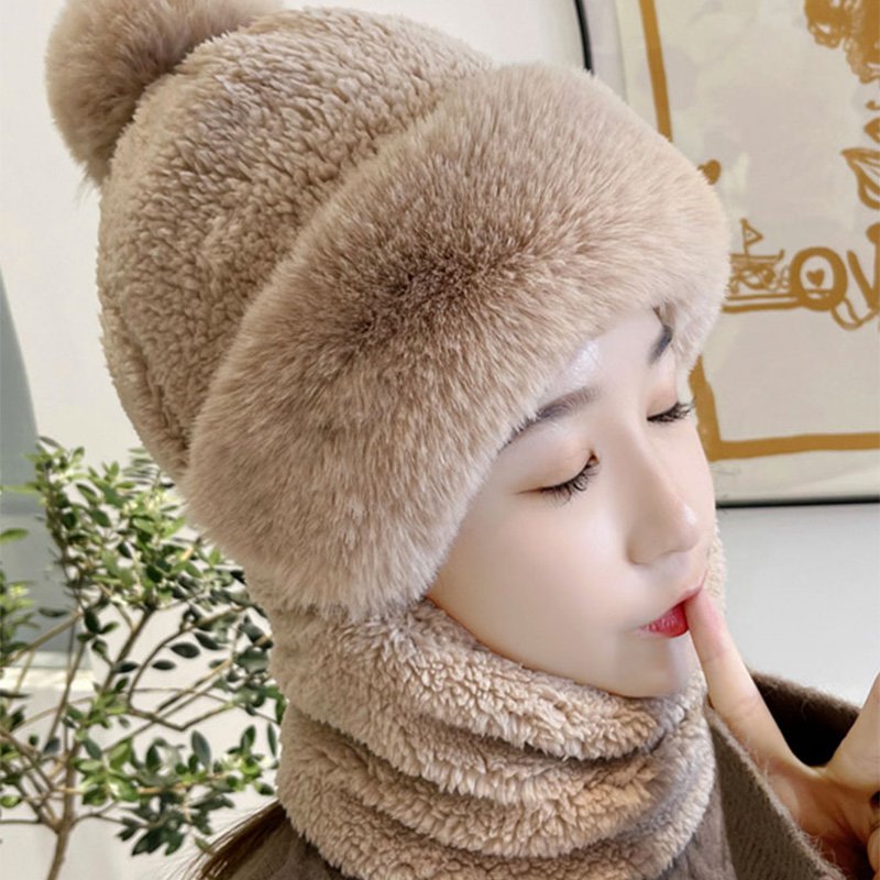 2023 new one-hat scarf with velvet and warm, warm, cold, cold, cold-hearted caps