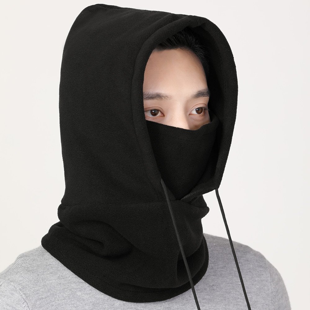 A man and woman riding a wind-proof hood with a thick cold-protected neck mask