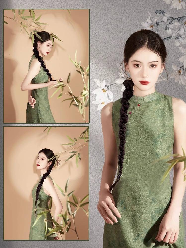 The ponytail wig girl, the new Chinese national pheasant plumtails, soft-net red boxing braids