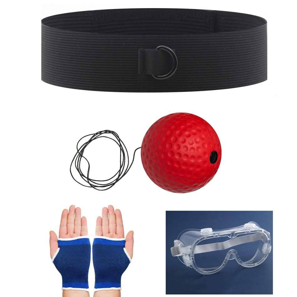 Knitting + red softball + goggles + palms
