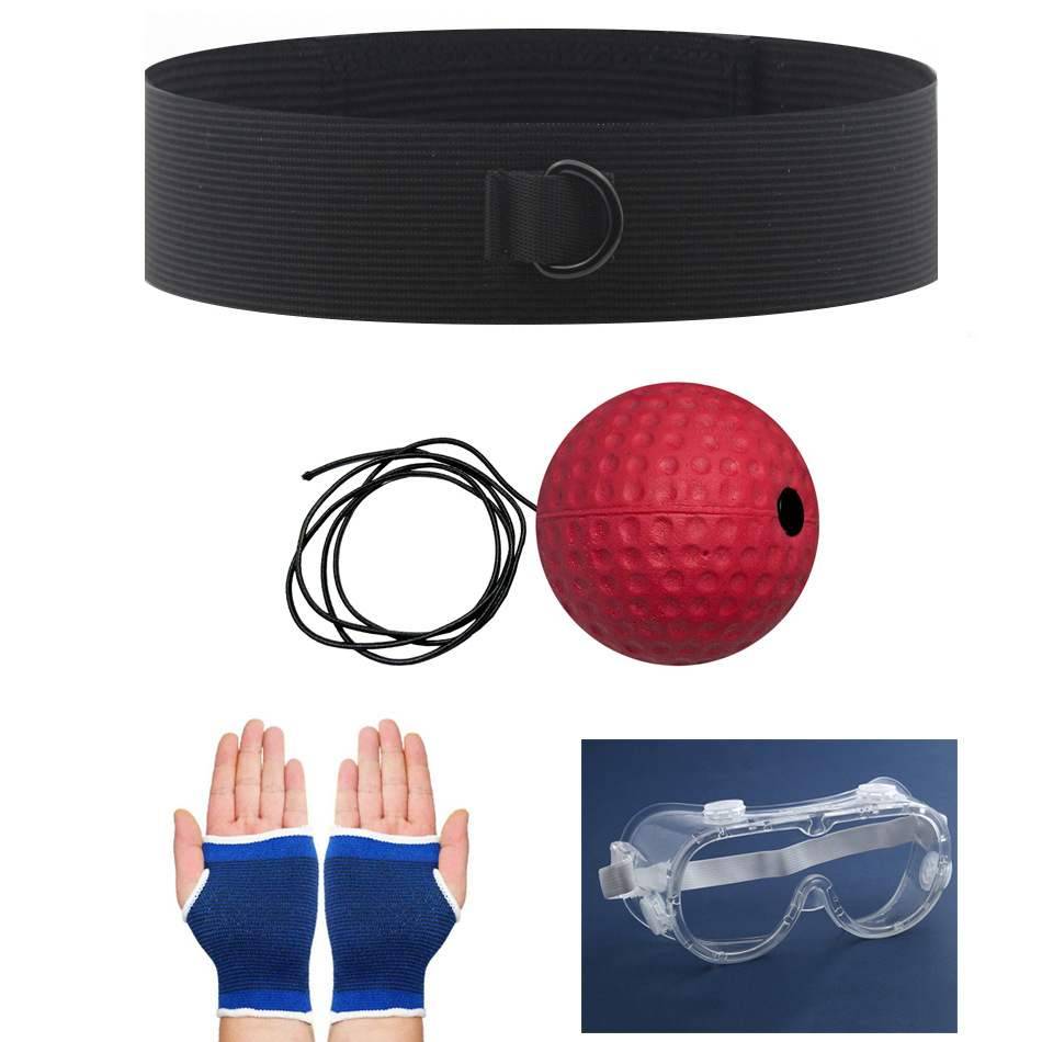 Knitted headband + red hard ball + goggles + palms