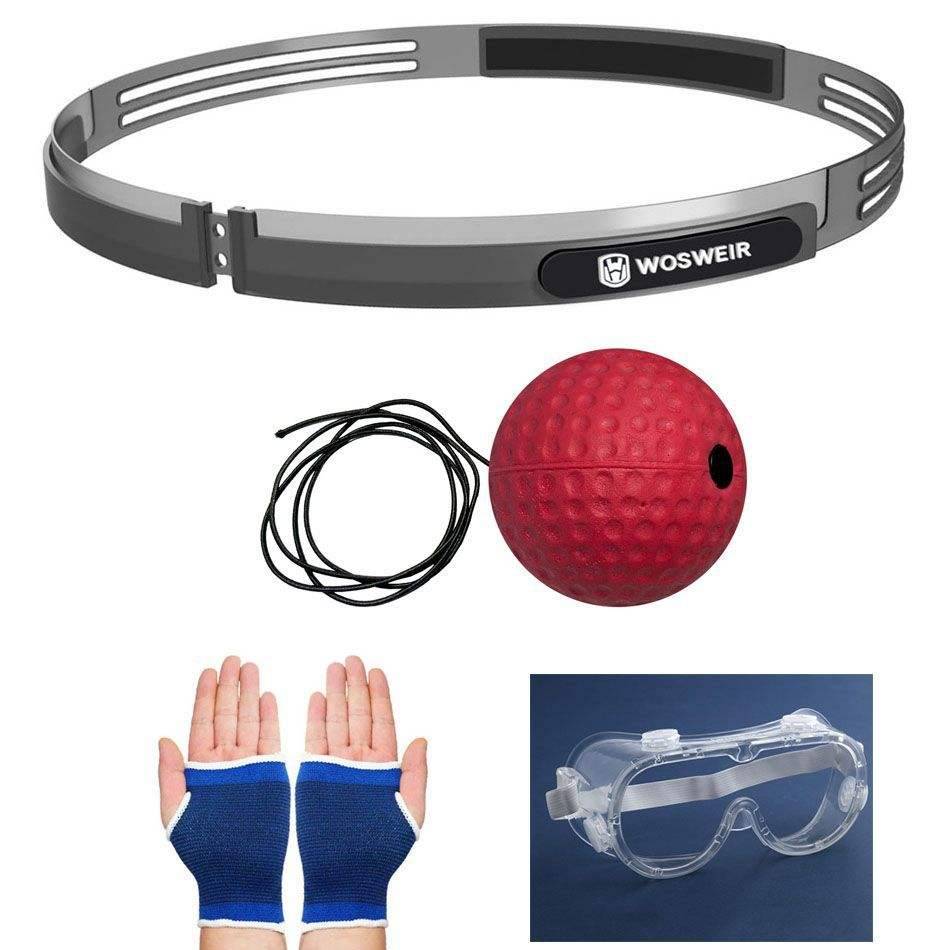 Soft duct tape + red hard ball + goggles + palms