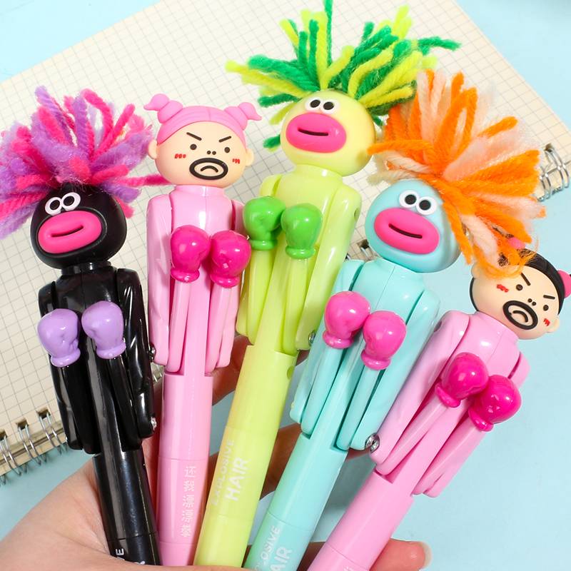 Fried Mao Ren Boxing Pen returns my drifting boxing creative decompression pens, green frog round bead pen, cute decompression pen girl