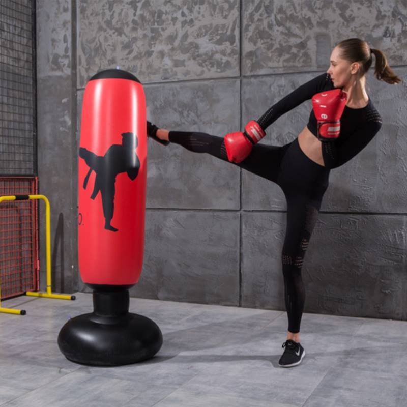 "Trainer pressure campaign for young children boxing sandbag inflaters, cash bags for new money."