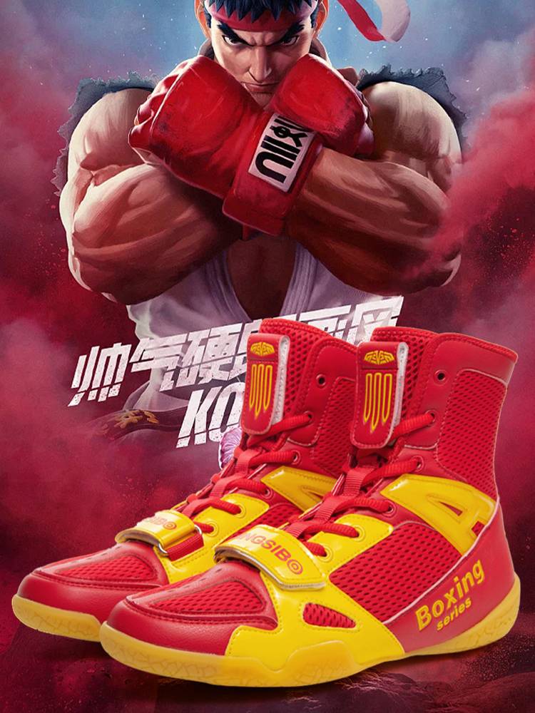 Boxing shoes men and women high -top scattered shoe fighting training shoes Thai boxing shoes Children professional free fight shoes wrestling shoes