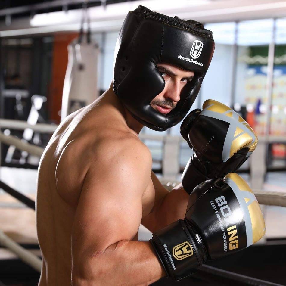 The new headhole adult children's face -to -face boxing, boxwondo scatter helmet, head fighting training gear