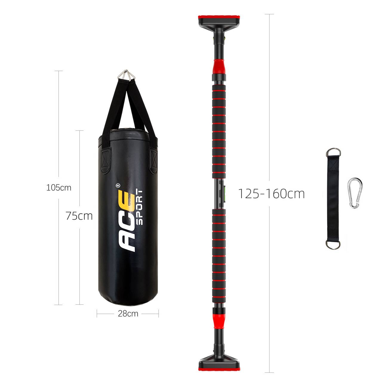 Black sandbag + single bar (125-160 cm)