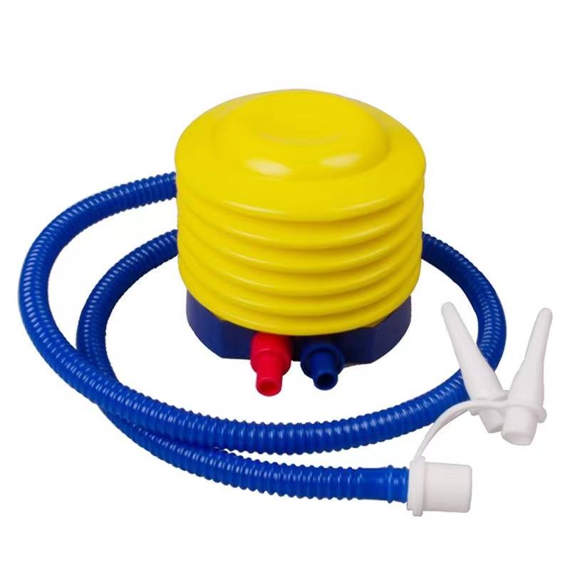 One foot on the inflatable pump