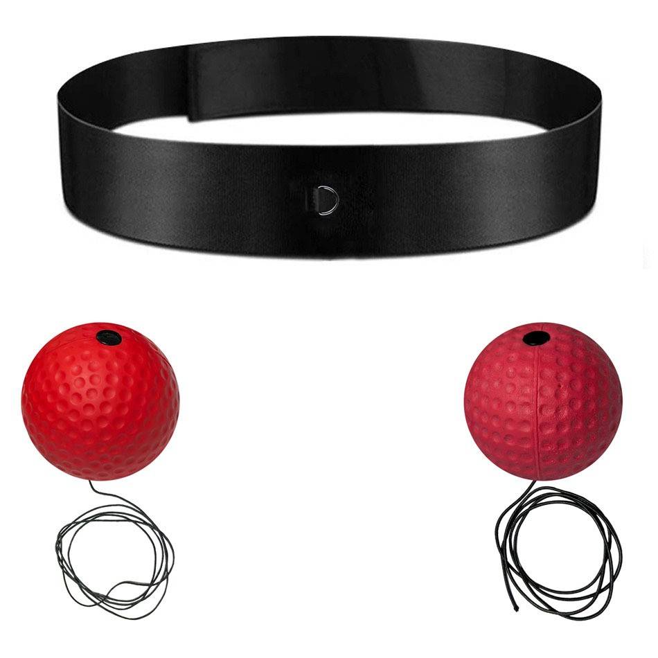 Knitted headband + red softball + red hardball
