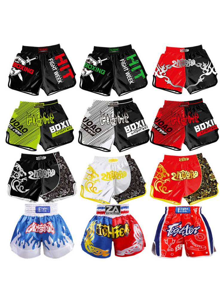 Muay Thai shorts, men and women boxing fighting short pants running sports fitness fighting training short pants Muay Thai pants