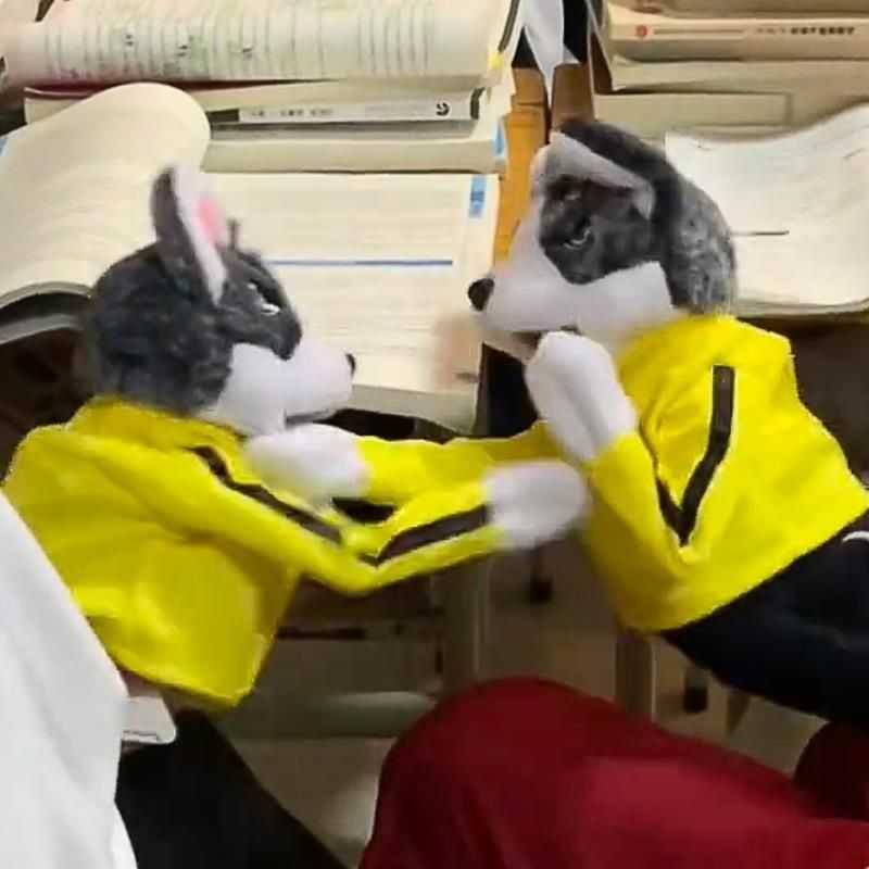 The sound of sound boxing dog plush Husky hand dual interaction, battle puppy children's toys masterpiece