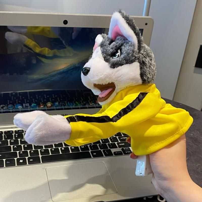 The sound of sound boxing dog plush Husky hand dual interaction, battle puppy children's toys masterpiece