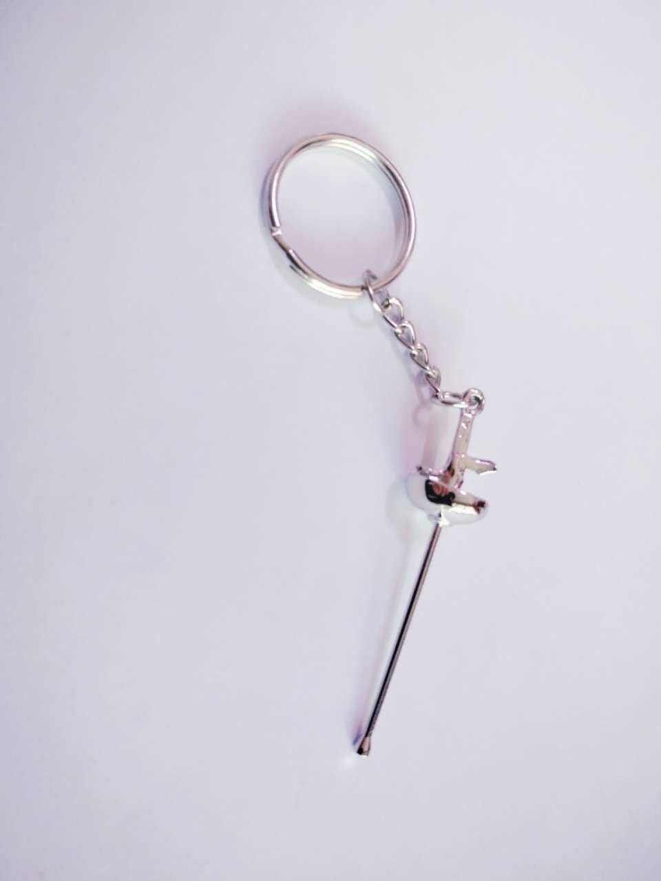 Silver heavy sword key chain